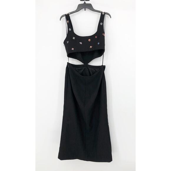 CINQ À SEPT Quinny Embellished Cutout Dress Black Size 10 Scoop Neck NWOT - Picture 9 of 16
